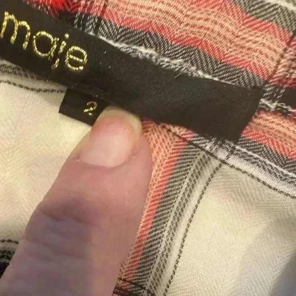 Maje women’s sleeveless snap down plaid shirt made in France size 2 - Picture 3 of 8